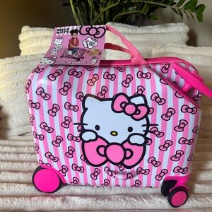 Hello Kitty Pink and White Striped Ride on Suitcase
